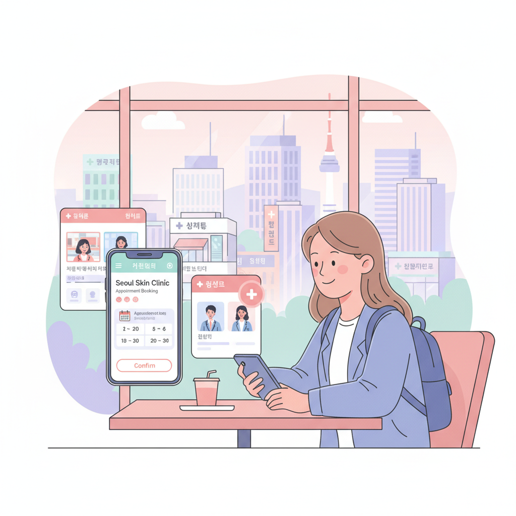 Booking Korean skin clinic on phone app