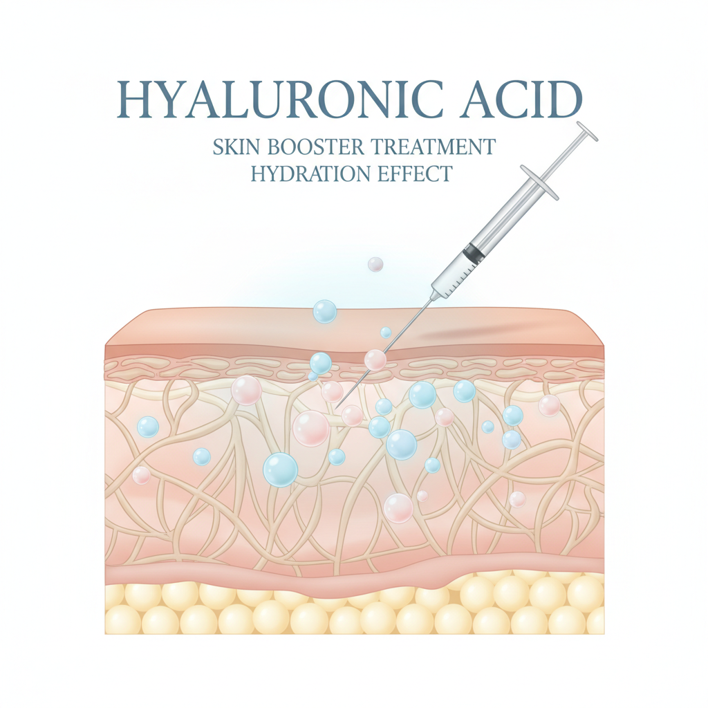 Hyaluronic acid skin booster treatment illustration