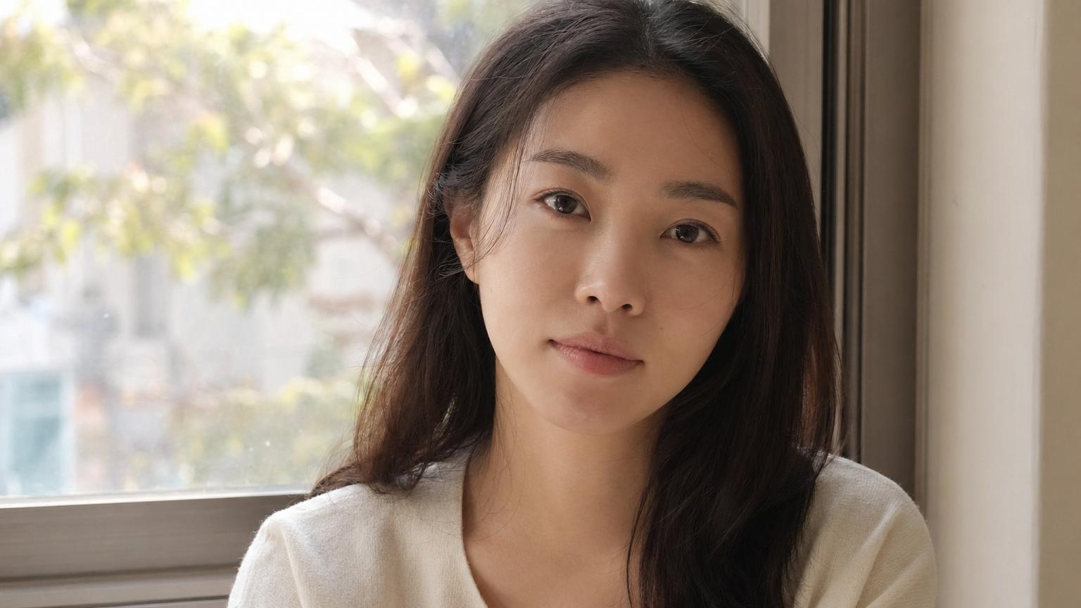 One month after Korean under-eye fat repositioning — smooth lid-cheek transition, no visible swelling or discoloration, rested appearance