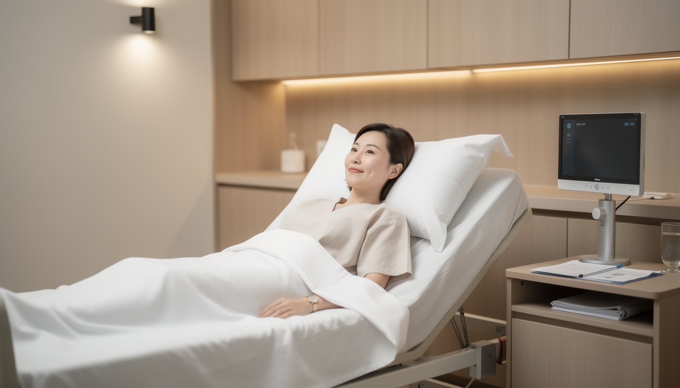 Breast augmentation recovery room at a Korean plastic surgery clinic