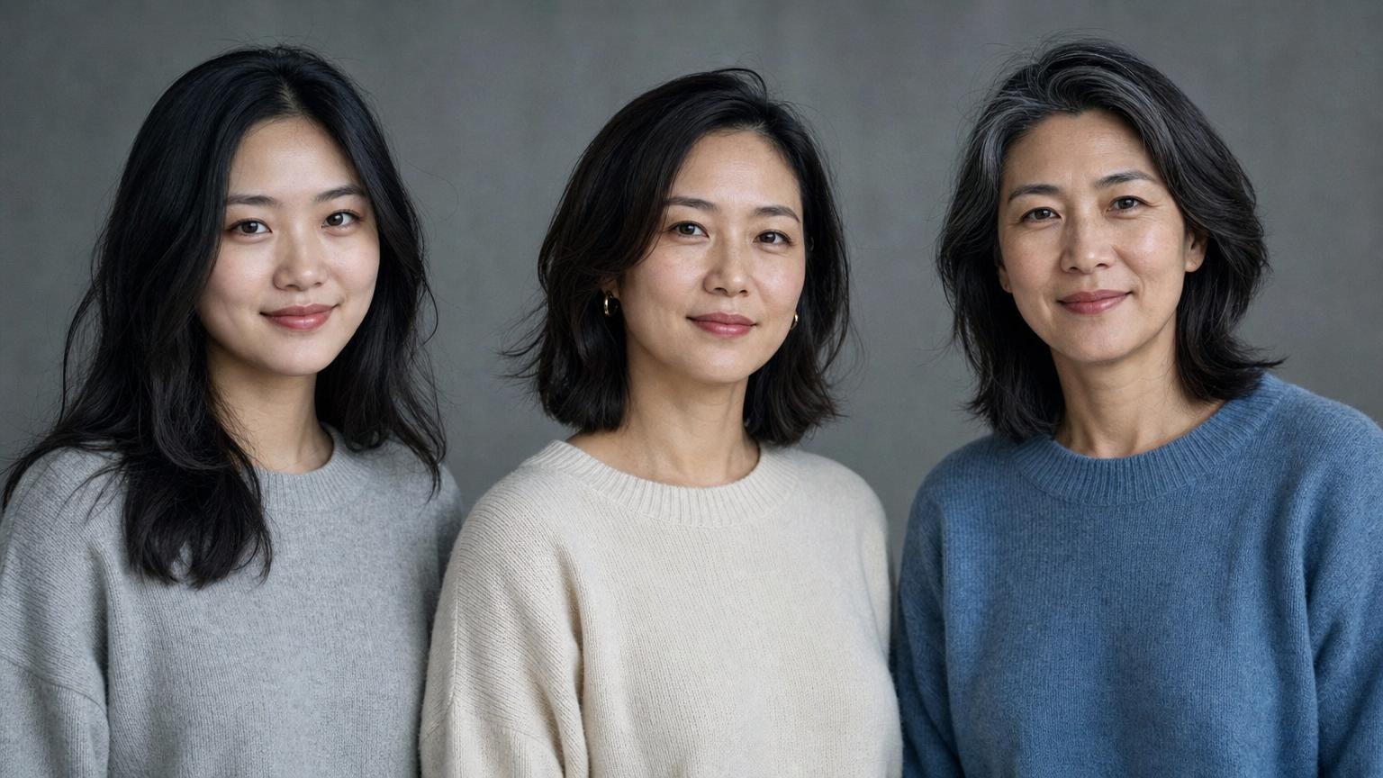 Three women representing 20s/30s/40s decade priorities