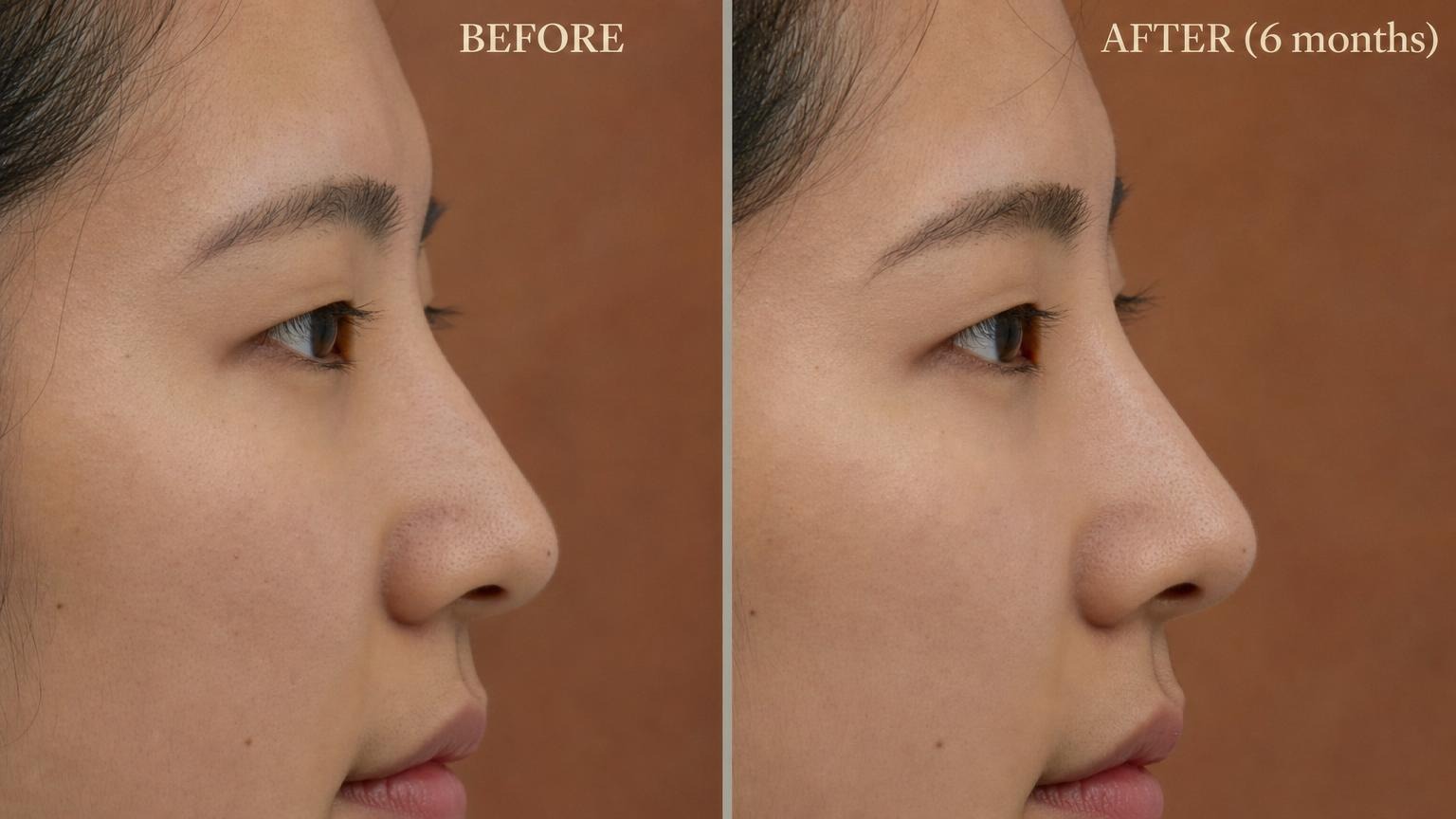 Korean rhinoplasty before and after nose profile close-up