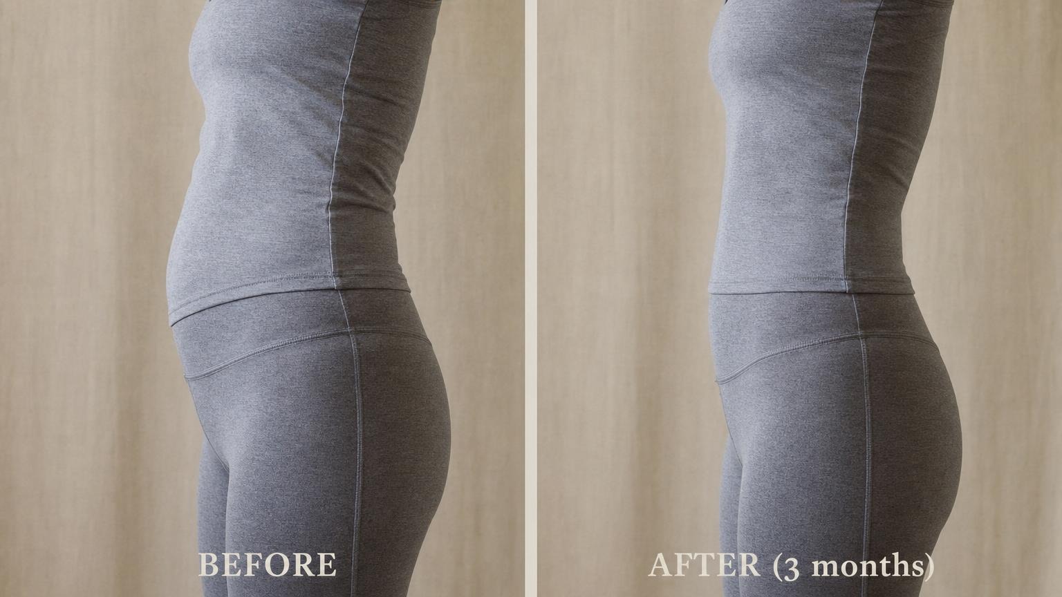 Post-pregnancy body before and after clothed silhouette
