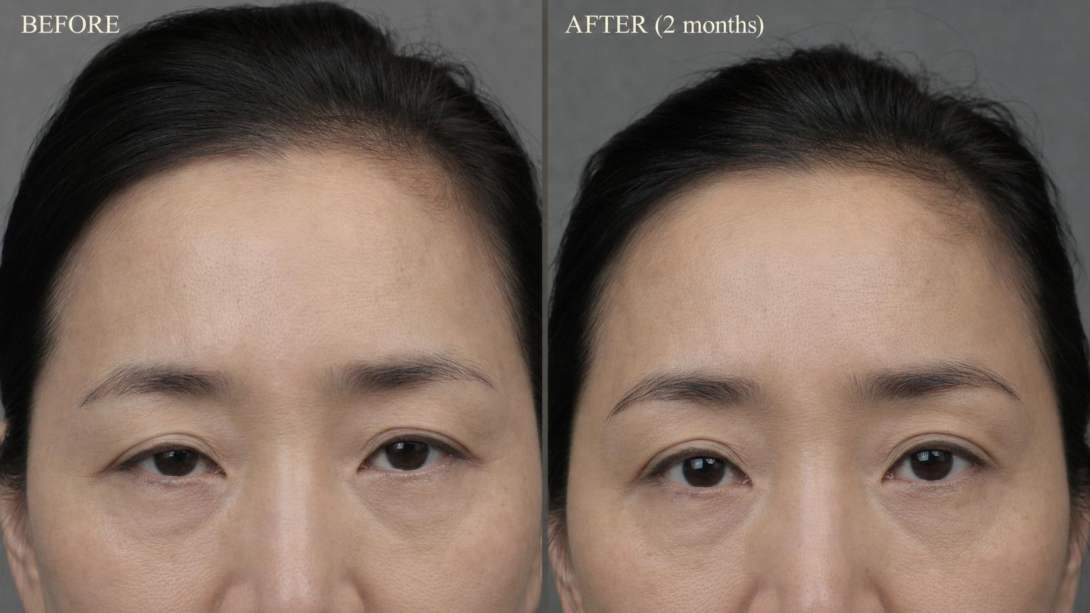 Korean brow lift before and after brow close-up