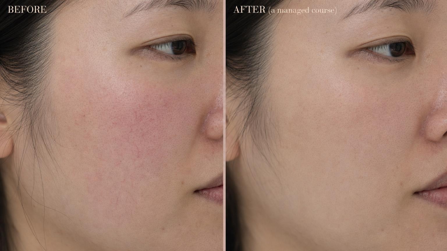 Korean facial redness before and after cheek close-up