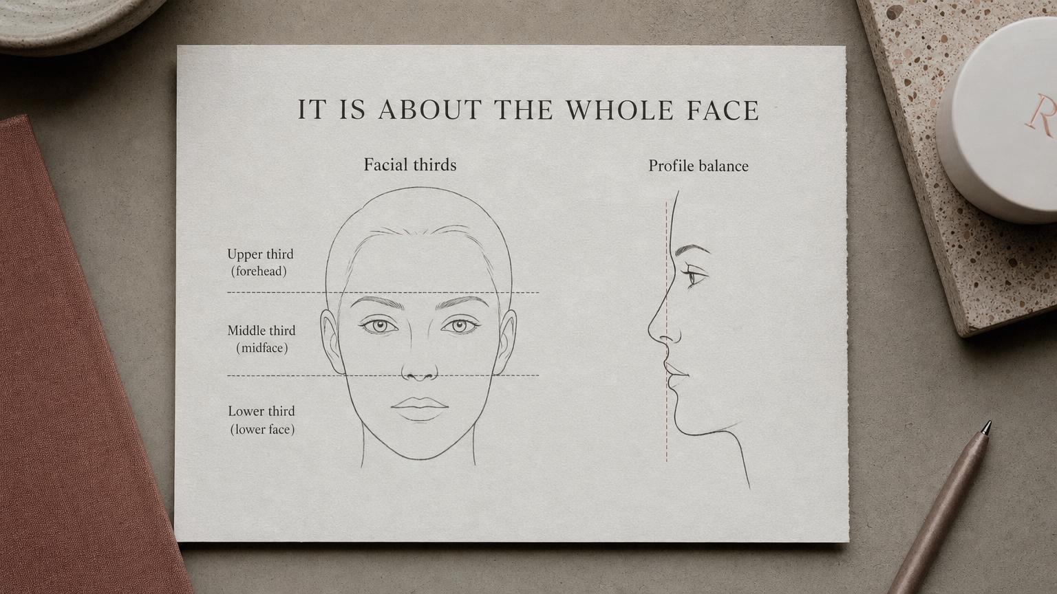 It is about the whole face: facial thirds and profile balance