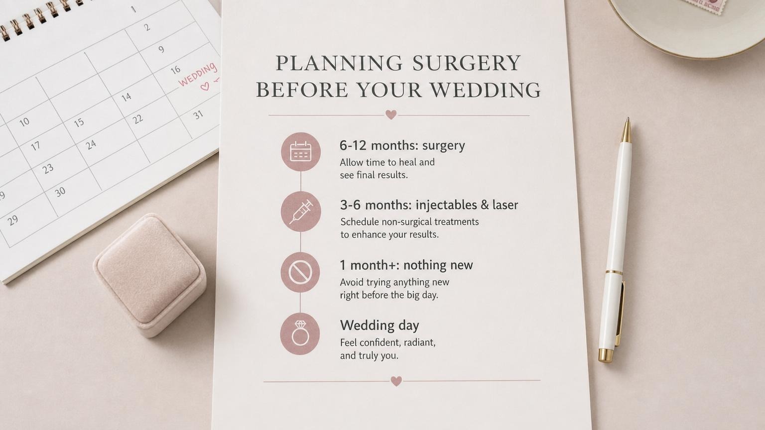 Planning surgery before your wedding: countdown timeline