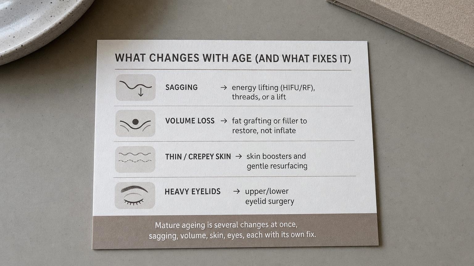 What changes with age and what fixes it: sagging, volume, skin, eyes