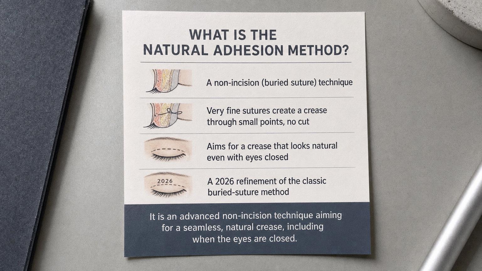 What is the natural adhesion method: a non-incision buried-suture refinement