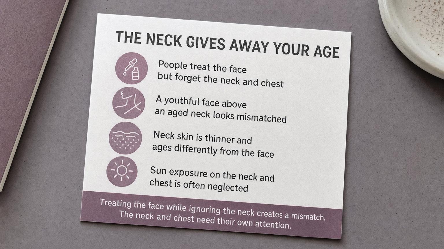 The neck gives away your age: a youthful face above an aged neck looks mismatched