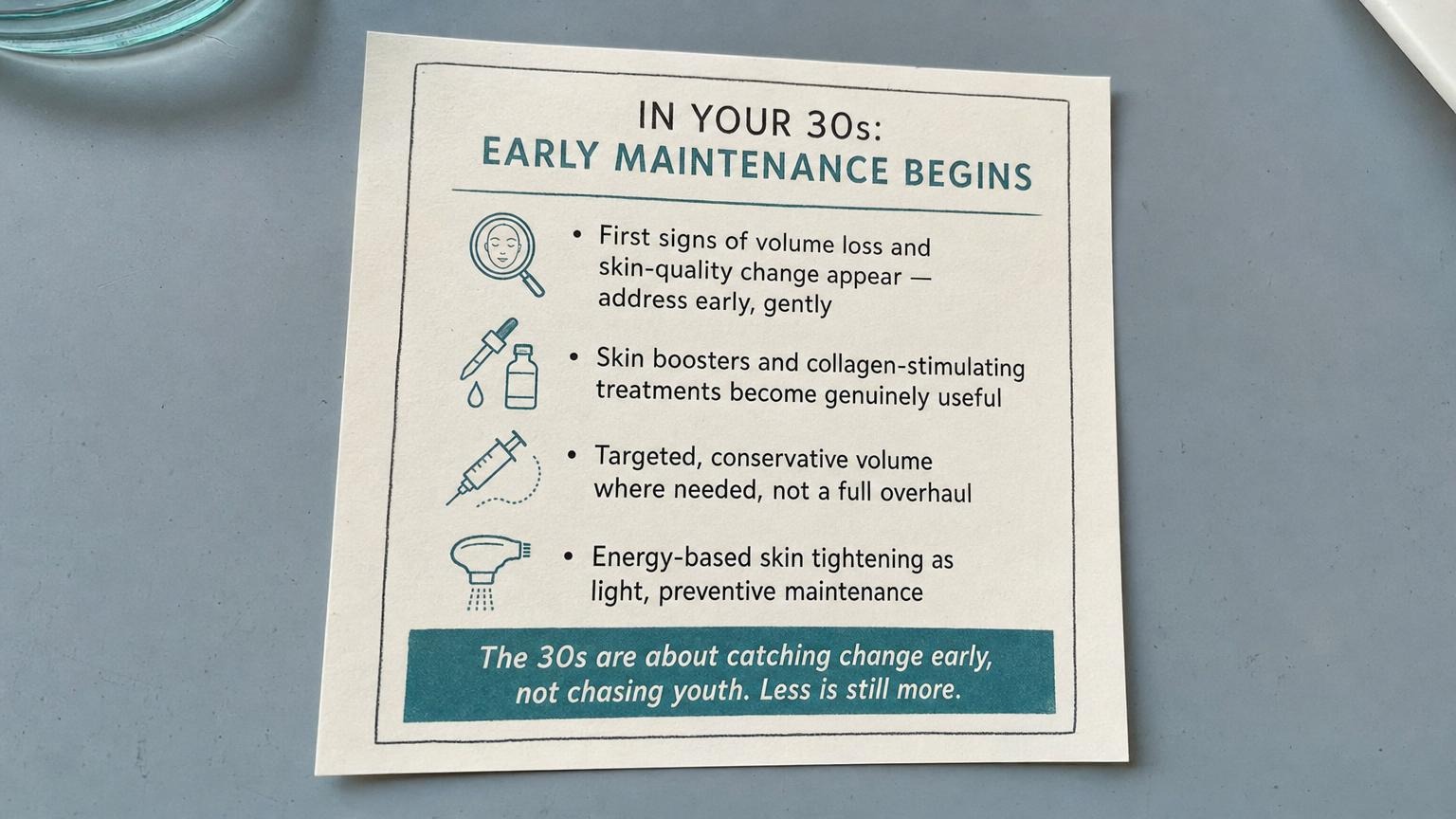 In your 30s: early maintenance and skin quality with skin boosters