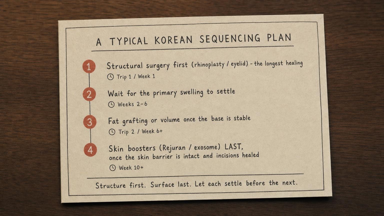 Korean sequencing plan: structure first, surface last