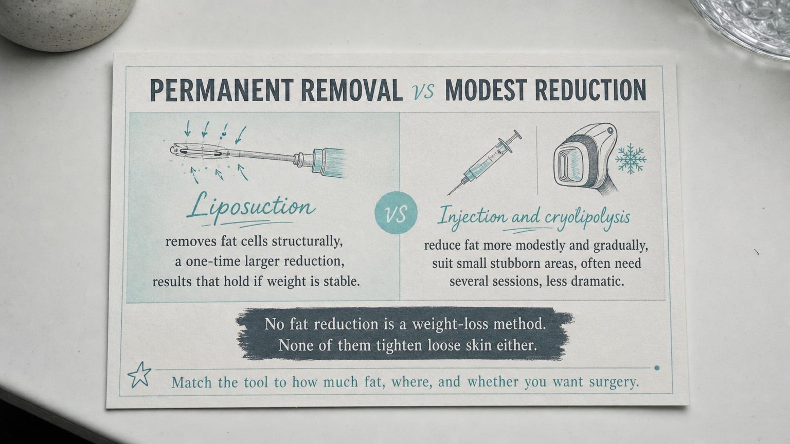 Permanent fat removal vs modest gradual reduction comparison