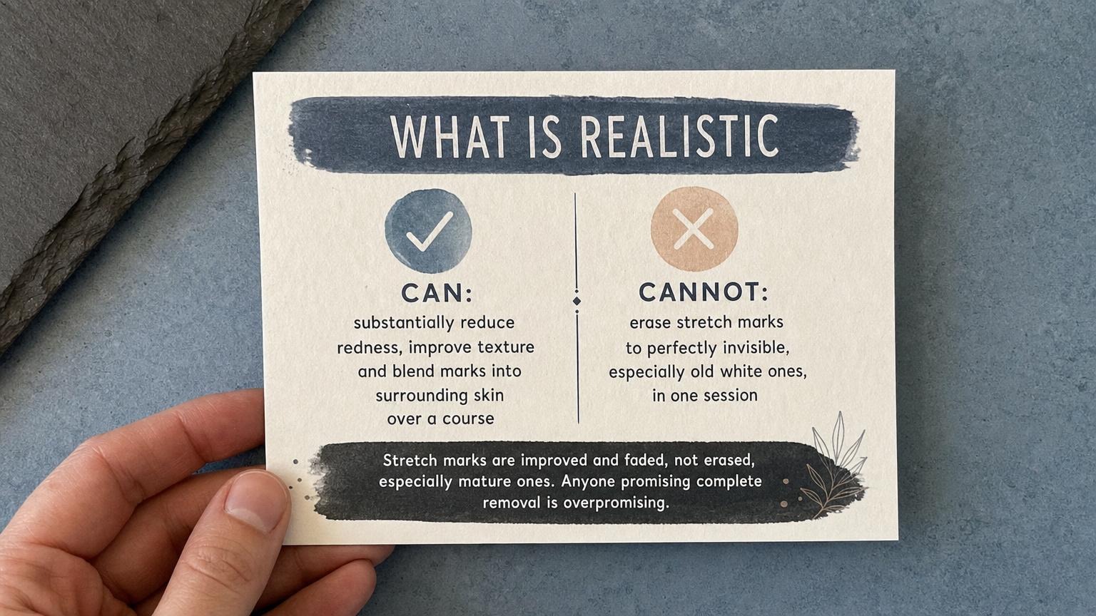 What is realistic: marks improved and faded over a course, not erased to invisible