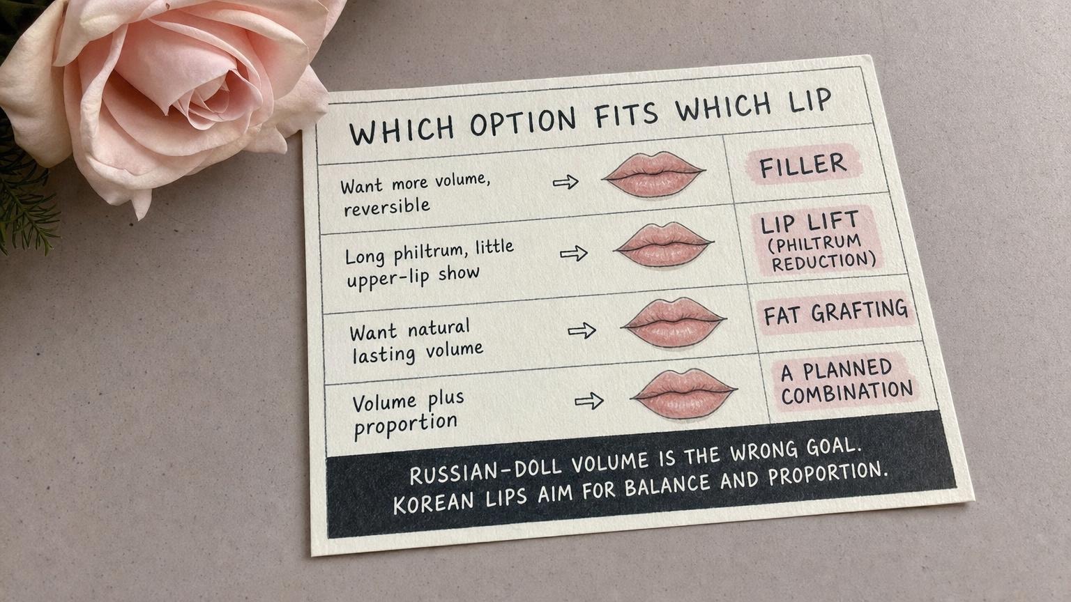 Which lip option fits which lip: filler, lip lift, fat, or combination