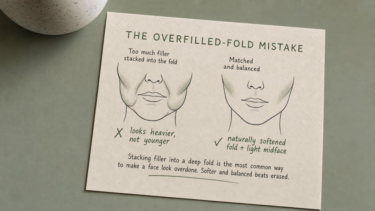 The overfilled-fold mistake: heavy midface vs balanced natural softening