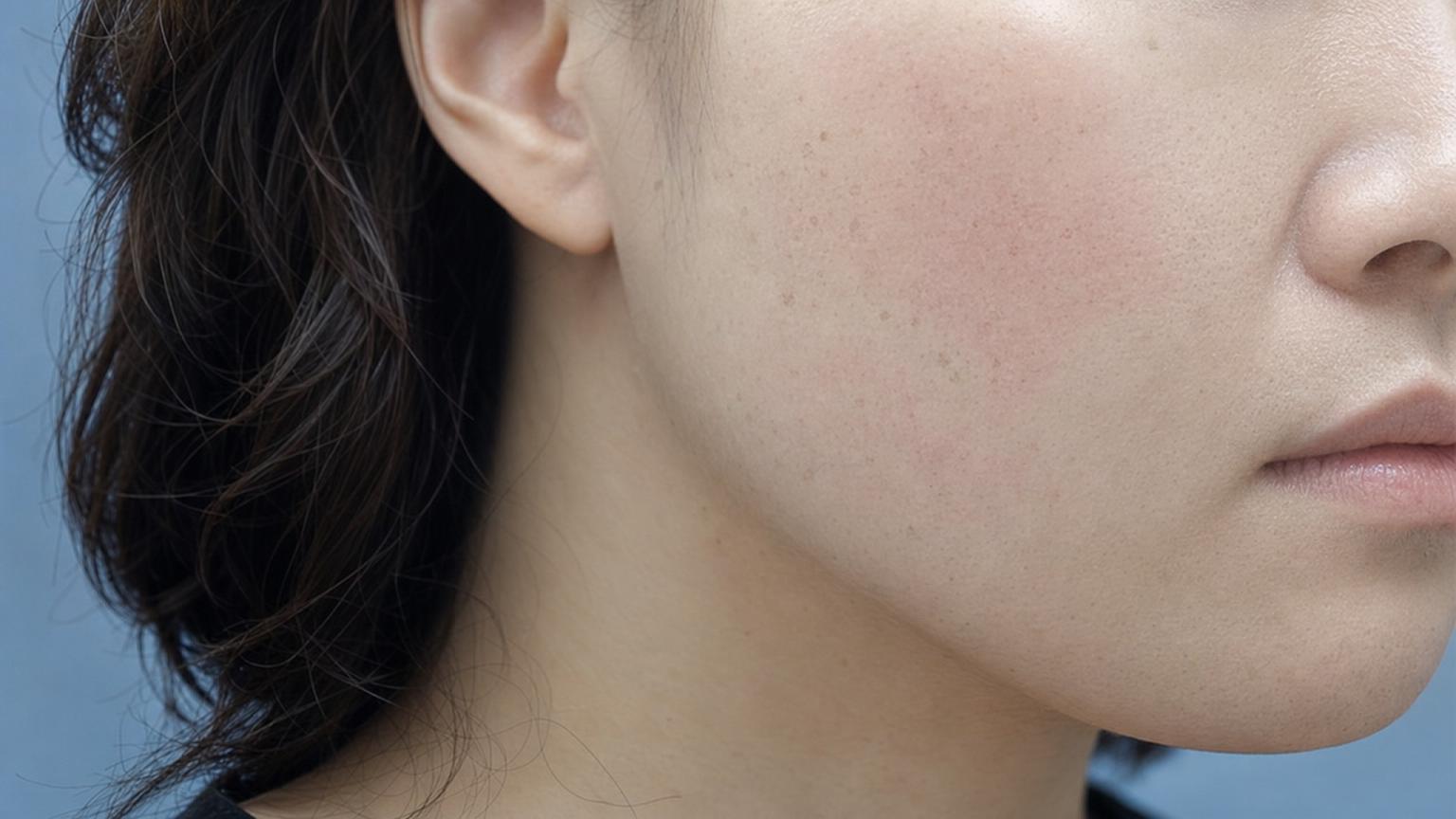 Accento 24 hours after session: mild diffuse redness, Q-switched microcrust frosting on treated pigment spots, no bruising.