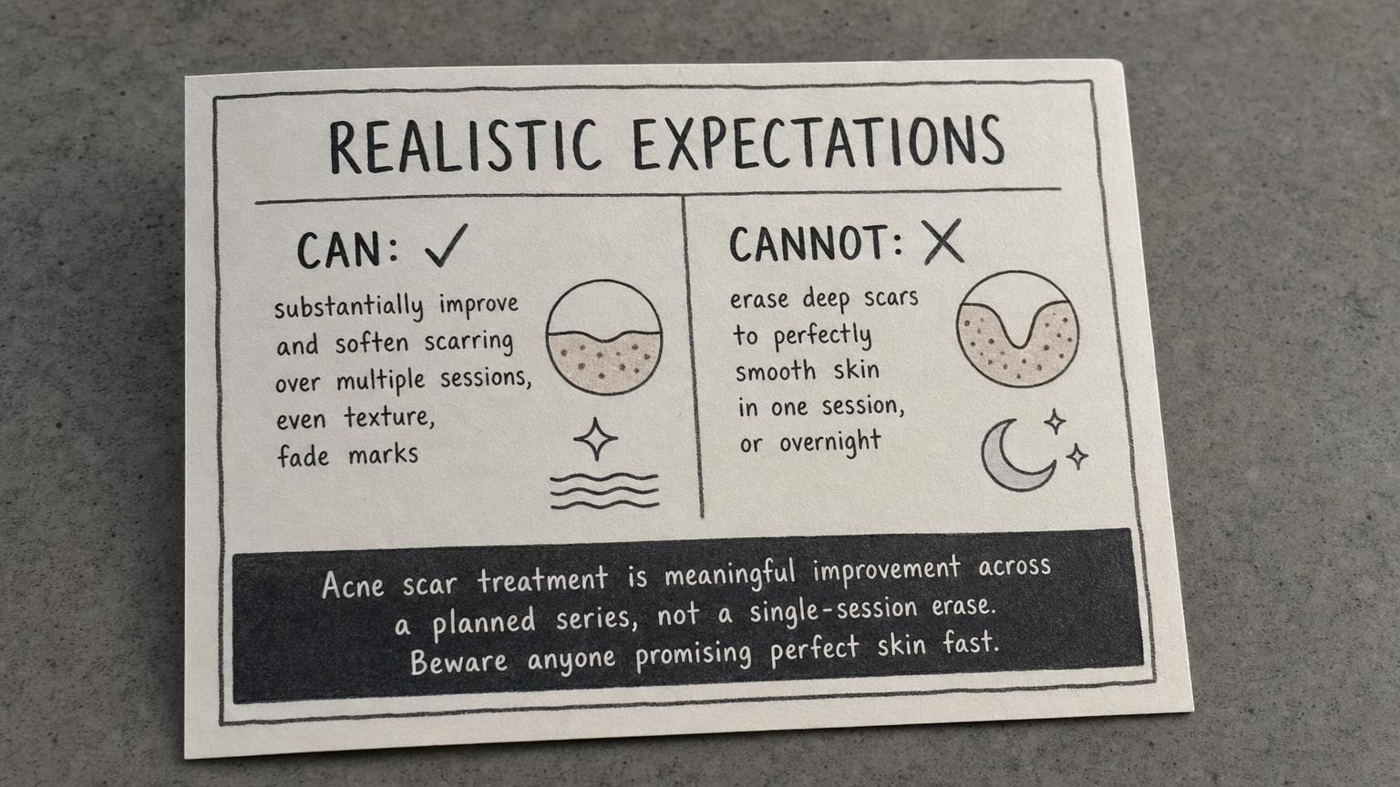 Realistic expectations: substantial improvement over a series, not a single-session erase