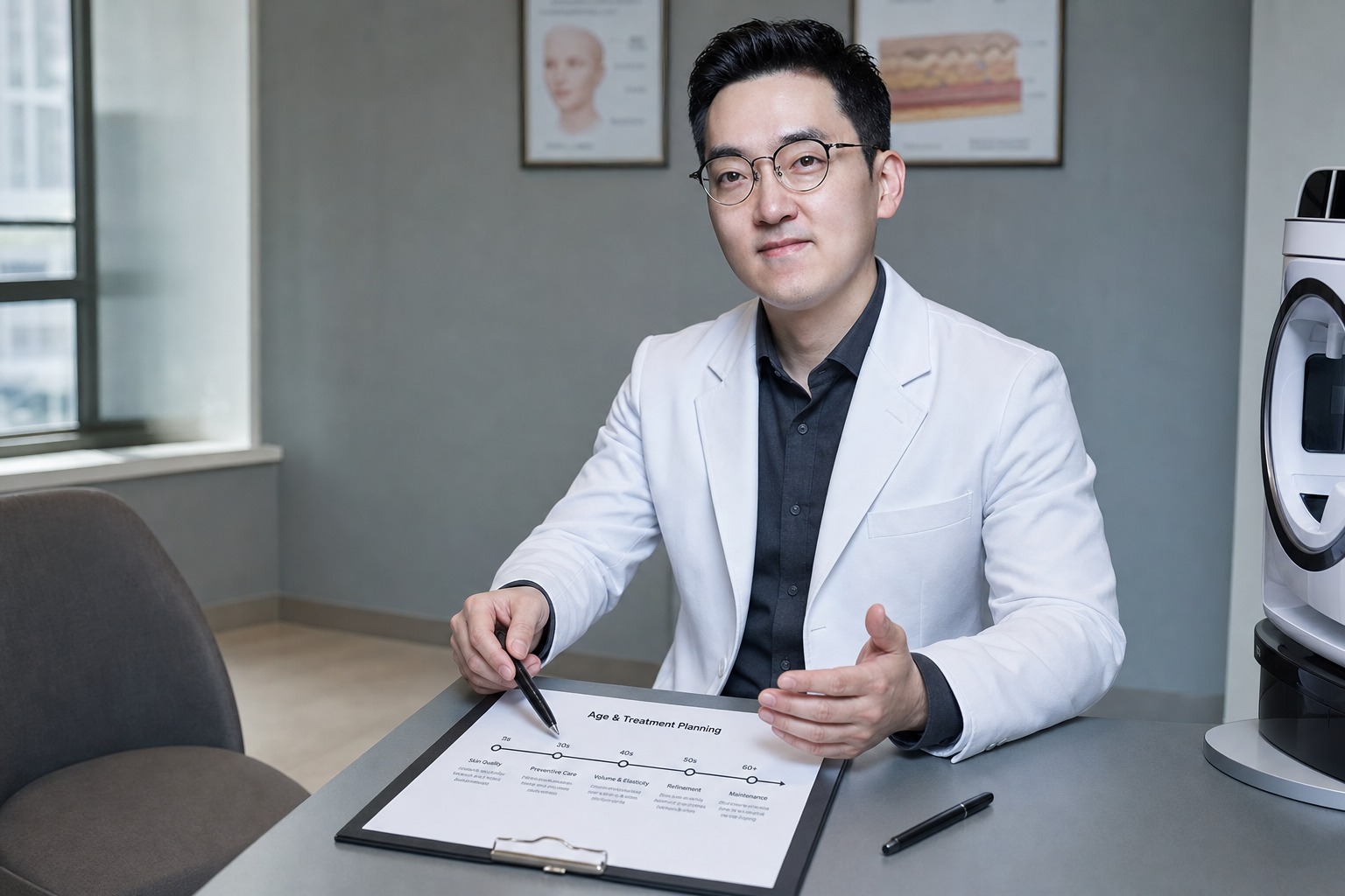 Dr. Jung Min Su at Link Plastic Surgery planning age-appropriate treatment