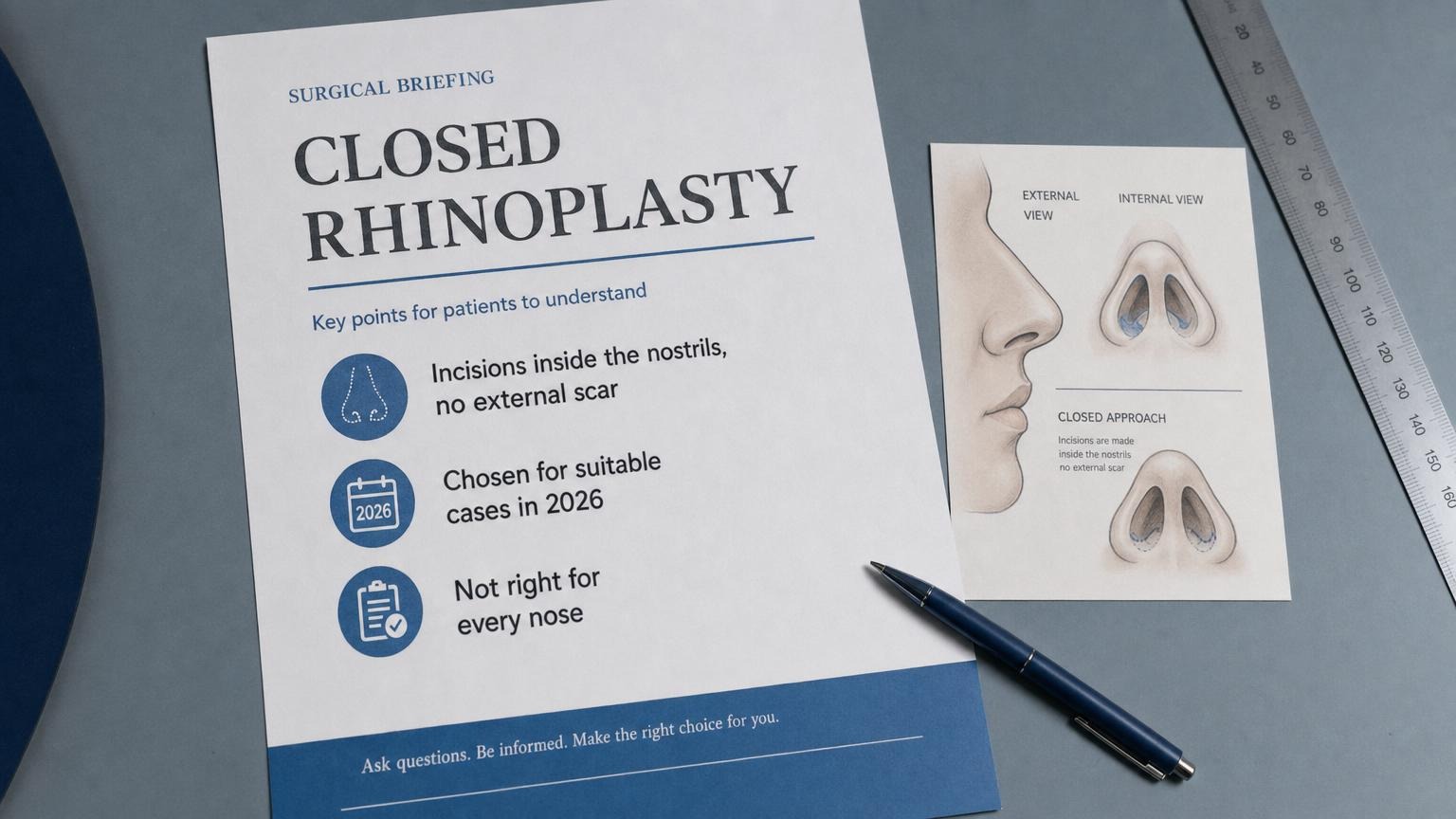 Closed rhinoplasty 2026: incisions inside the nostrils, no external scar