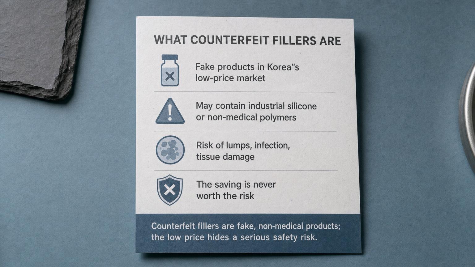What counterfeit fillers are: fake non-medical products with a serious safety risk