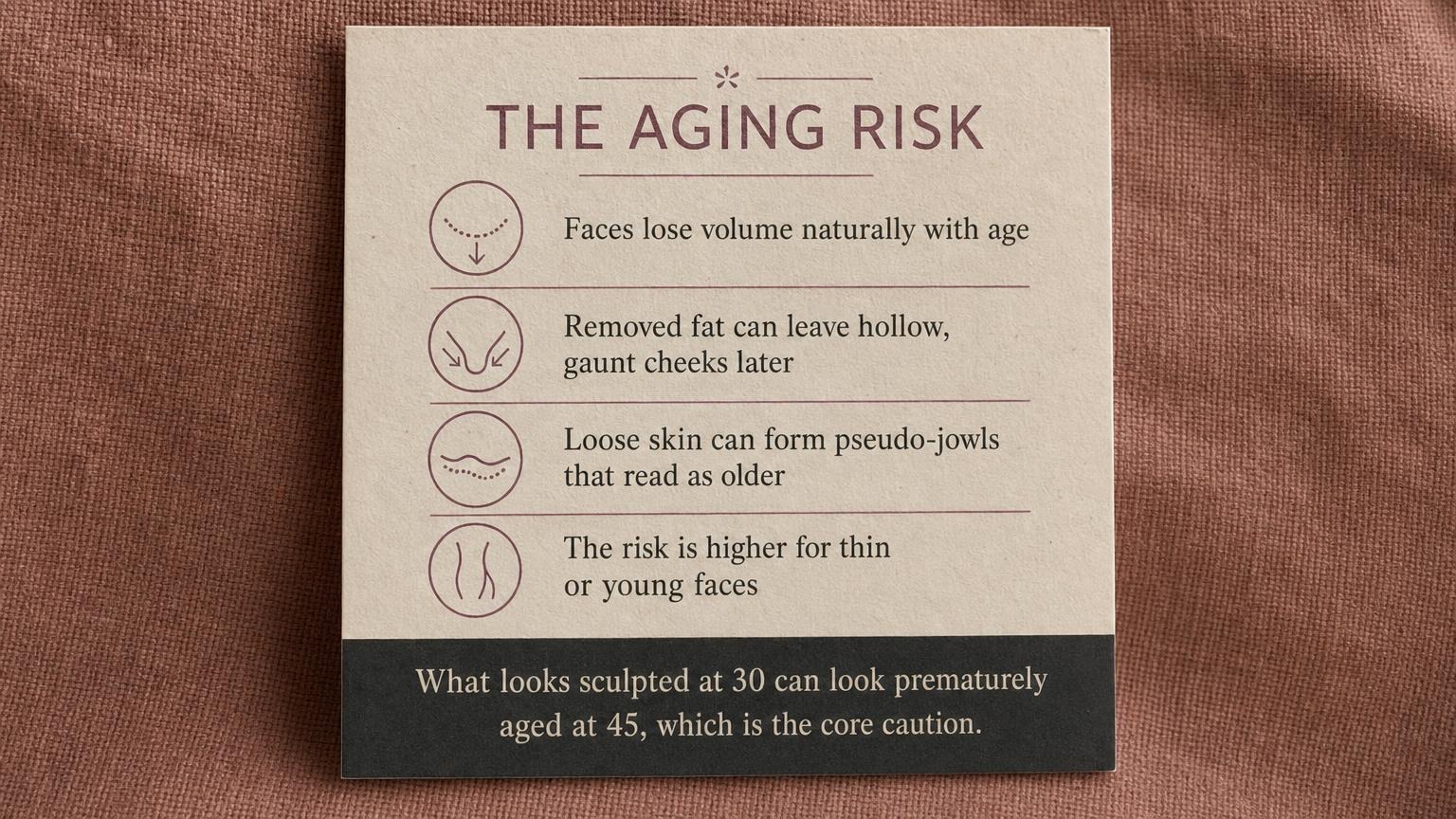 The aging risk: volume loss and pseudo-jowls can make you look older later