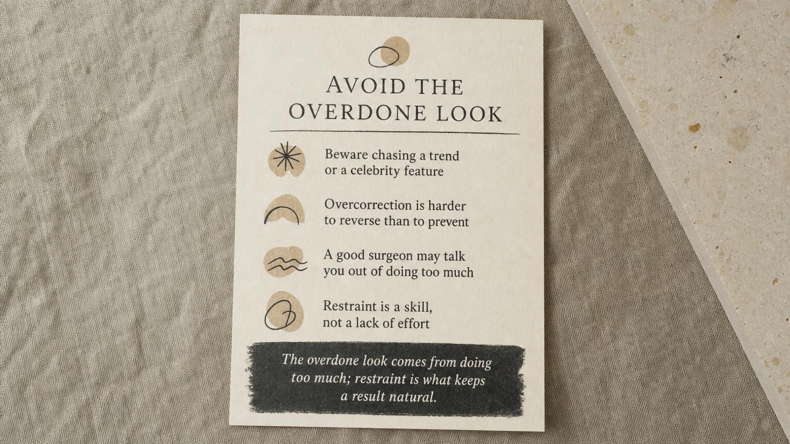 Avoid the overdone look: restraint keeps a result natural