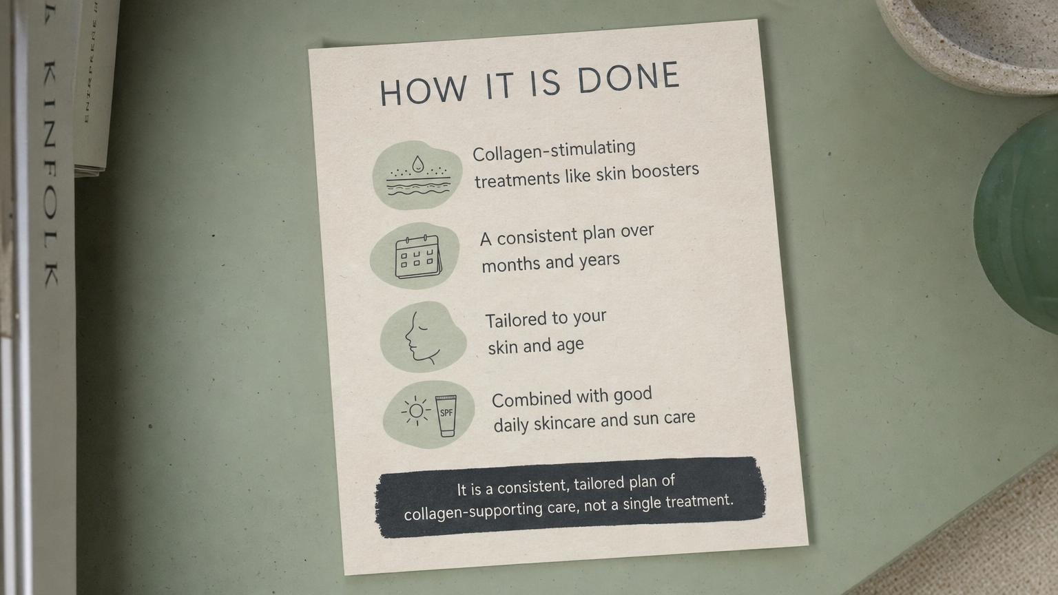 How it is done: a consistent, tailored plan of collagen-supporting care