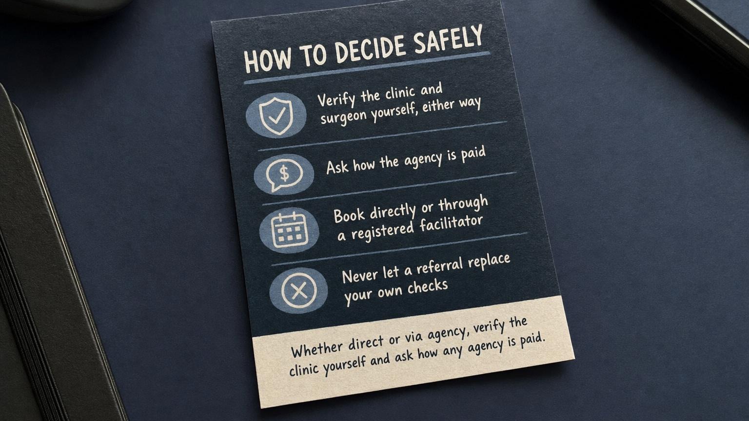 How to decide safely: verify the clinic yourself and ask how the agency is paid