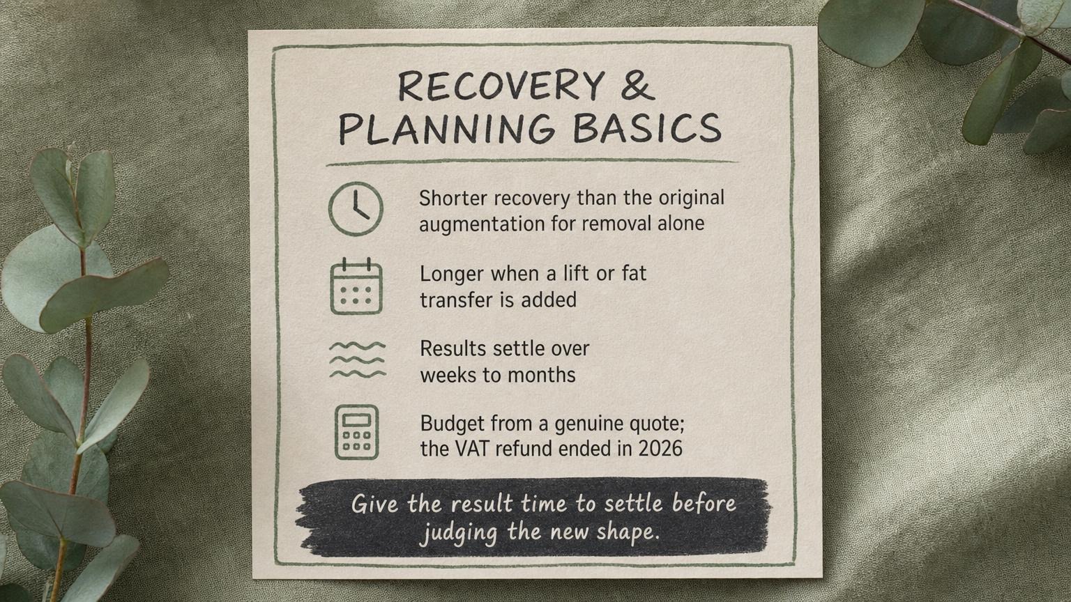 Recovery and planning basics for implant removal, replacement and downsizing