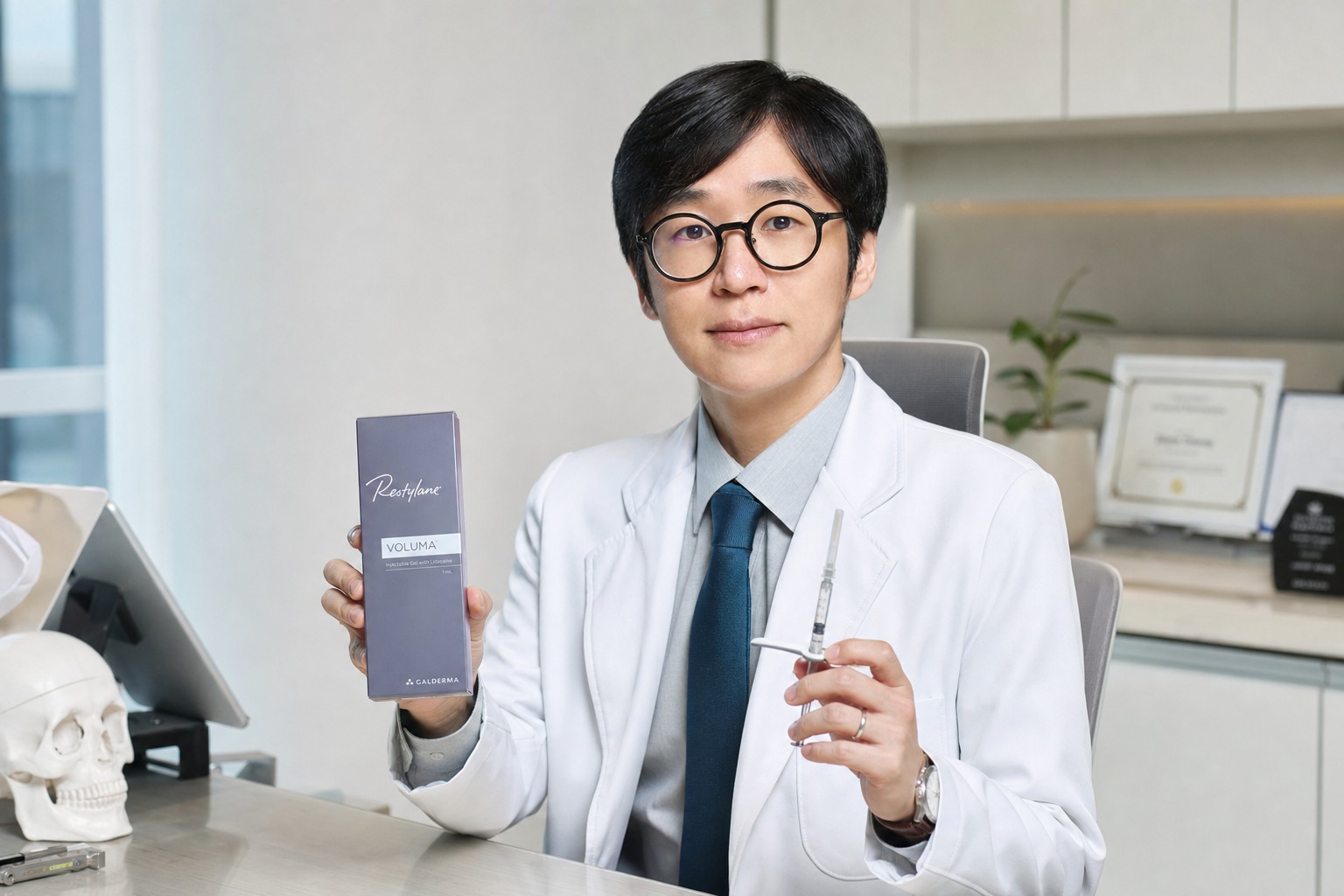 Dr. Sung Ha Min, co-director at Link Plastic Surgery, on showing patients the sealed, MFDS-labeled filler packaging before any injection.